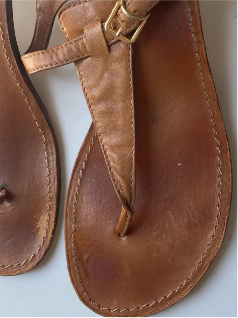 Tory Burch Leather Thong Sandals Block Heel Logo Hardware Brown 11M Brazil